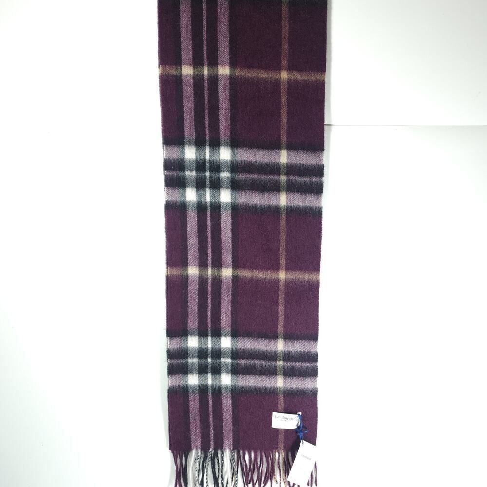 Edinburgh 100% Lambswool Marron Multicor Plaid Tartan Scarf Made In Scotland Nwt - Picture 2 of 8
